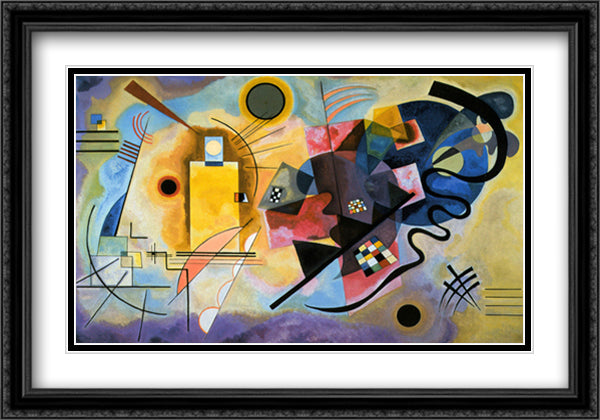 Yellow, Red, Blue, 1925 28x40 Black Ornate Wood Framed Art Print Poster with Double Matting by Kandinsky, Wassily