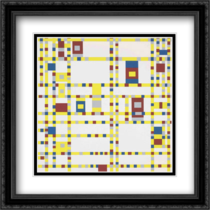 Broadway Boogie Woogie 28x28 Black Ornate Wood Framed Art Print Poster with Double Matting by Mondrian, Piet