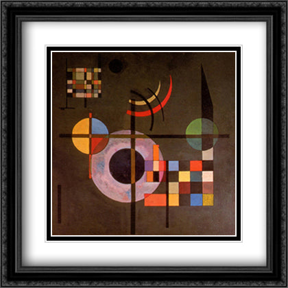 Counter-Gravitation 28x28 Black Ornate Wood Framed Art Print Poster with Double Matting by Kandinsky, Wassily