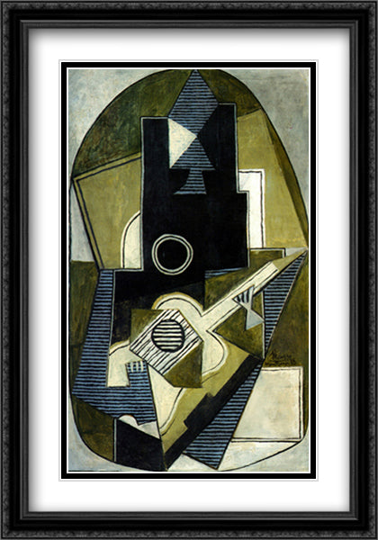 L'Homme a la Guitare, 1918 28x40 Black Ornate Wood Framed Art Print Poster with Double Matting by Picasso, Pablo