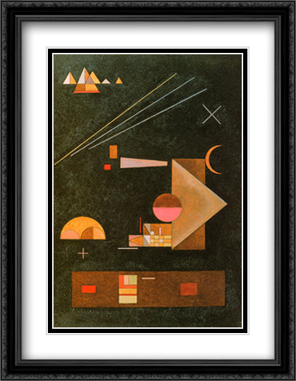 Two Crosses, 1929 28x36 Black Ornate Wood Framed Art Print Poster with Double Matting by Kandinsky, Wassily