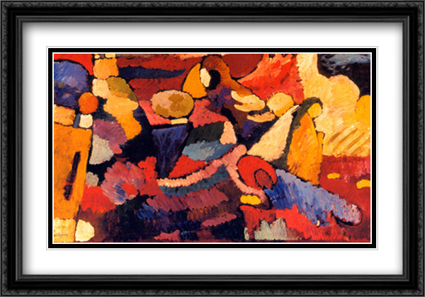 Improvisation on Mahogany, 1910 40x28 Black Ornate Wood Framed Art Print Poster with Double Matting by Kandinsky, Wassily