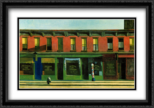 Early Sunday Morning, 1930 40x28 Black Ornate Wood Framed Art Print Poster with Double Matting by Hopper, Edward