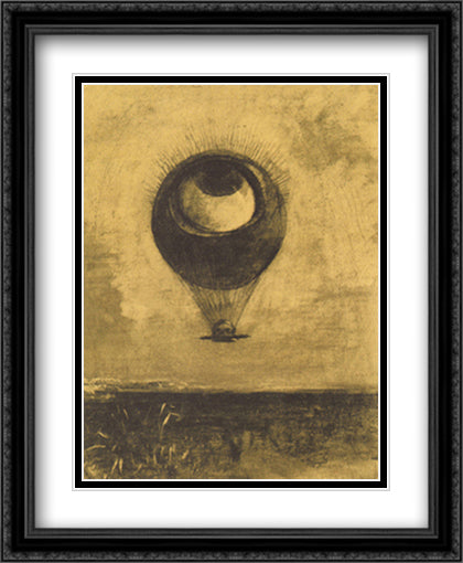 Eye-Balloon 15x18 28x34 Black Ornate Wood Framed Art Print Poster with Double Matting by Redon, Odilon