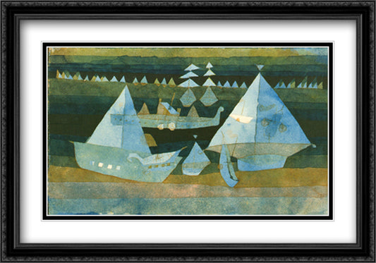 Small Picture of a Regatta 40x28 Black Ornate Wood Framed Art Print Poster with Double Matting by Klee, Paul