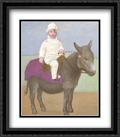 Paulo on a Donkey 28x32 Black Ornate Wood Framed Art Print Poster with Double Matting by Picasso, Pablo