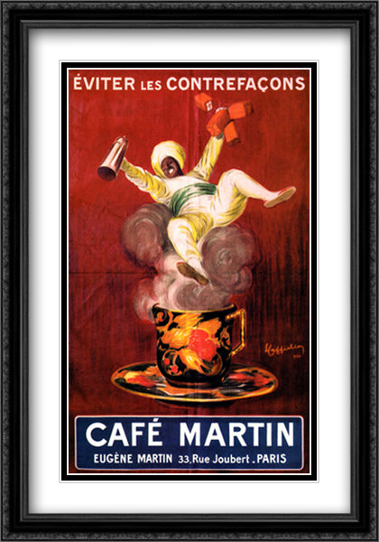 Cafe' Martin, 1921 28x40 Black Ornate Wood Framed Art Print Poster with Double Matting by Cappiello, Leonetto