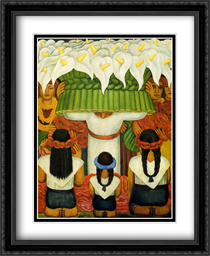 Flower Festival: Feast of Santa Anita, 1931 28x34 Black Ornate Wood Framed Art Print Poster with Double Matting by Rivera, Diego