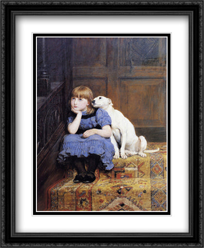 Sympathy, 1877 28x34 Black Ornate Wood Framed Art Print Poster with Double Matting by Riviere, Briton