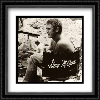 Steve McQueen, 1966 28x28 Black Ornate Wood Framed Art Print Poster with Double Matting