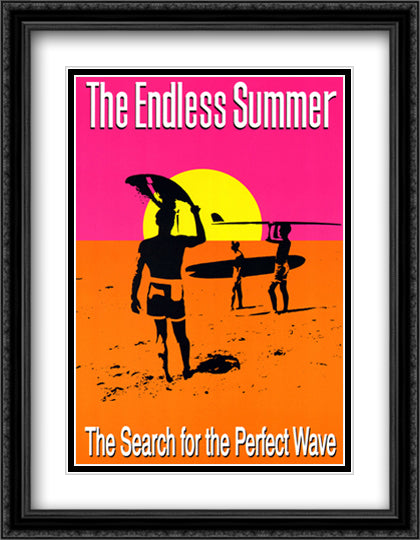 The Endless Summer 28x36 Black Ornate Wood Framed Art Print Poster with Double Matting