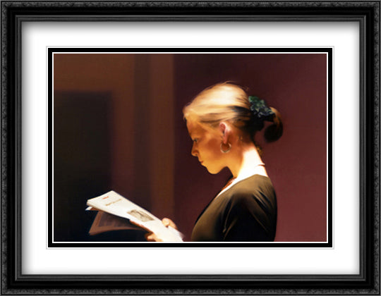 Reader 36x28 Black Ornate Wood Framed Art Print Poster with Double Matting by Richter, Gerhard