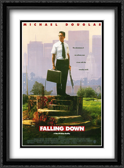 Falling Down 28x38 Black Ornate Wood Framed Movie Poster with Double Matting