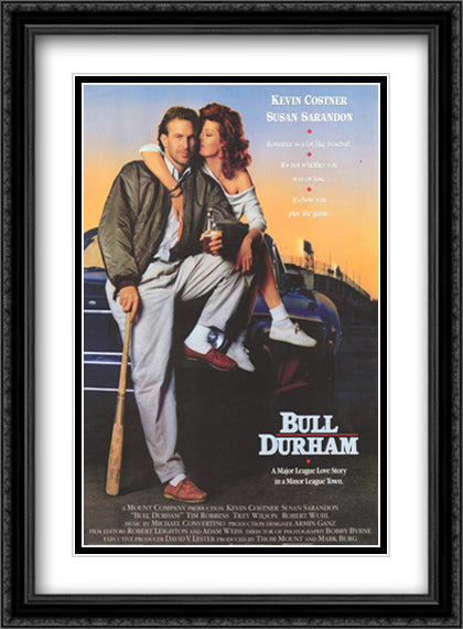Bull Durham 28x38 Black Ornate Wood Framed Movie Poster with Double Matting