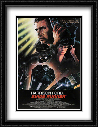 Blade Runner 28x36 Black Ornate Wood Framed Movie Poster with Double Matting