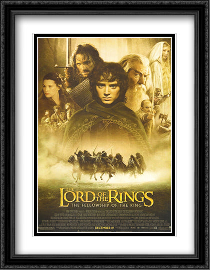 Lord of the Rings Fellowship 28x36 Black Ornate Wood Framed Movie Poster with Double Matting