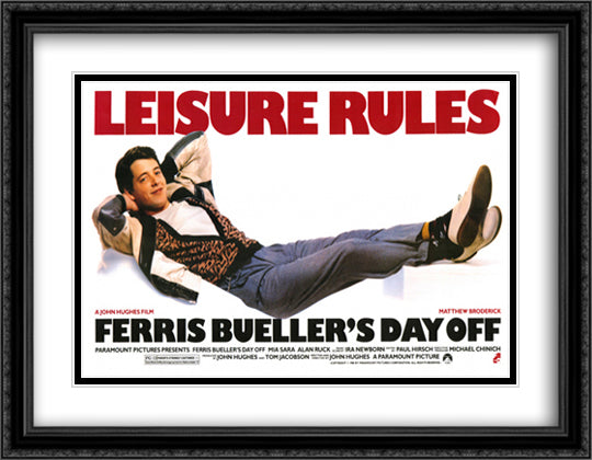 Ferris Bueller's Day Off 36x28 Black Ornate Wood Framed Movie Poster with Double Matting