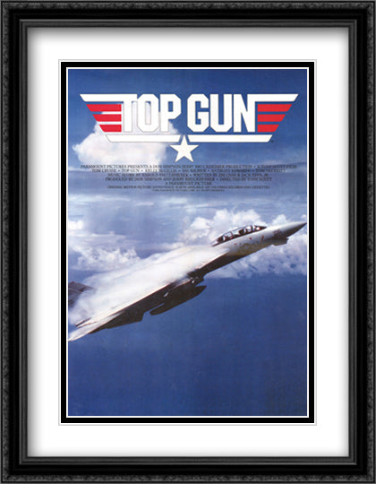 Top Gun 28x36 Black Ornate Wood Framed Movie Poster with Double Matting