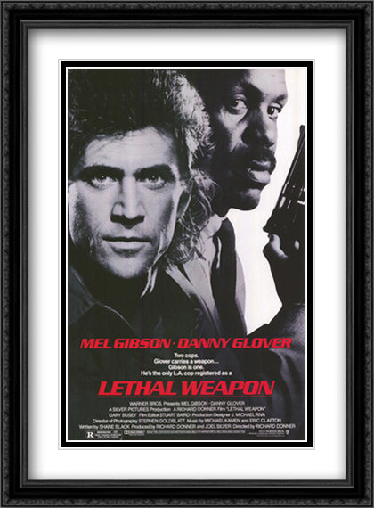 Lethal Weapon 28x38 Black Ornate Wood Framed Movie Poster with Double Matting