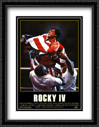 Rocky 4 28x36 Black Ornate Wood Framed Movie Poster with Double Matting