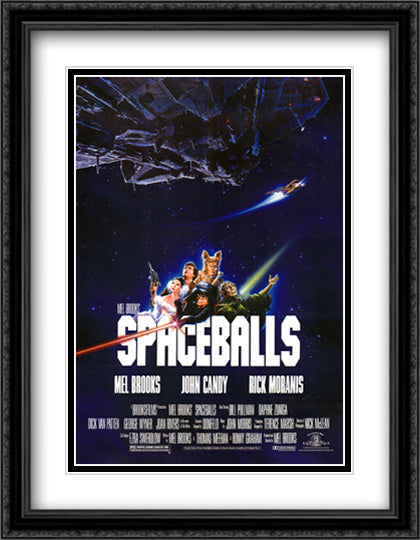 Spaceballs 28x36 Black Ornate Wood Framed Movie Poster with Double Matting