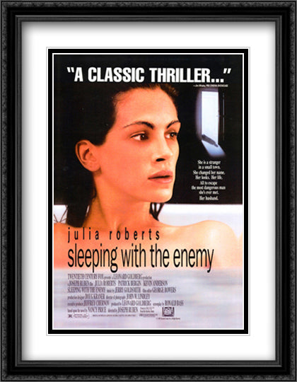 Sleeping With the Enemy 28x36 Black Ornate Wood Framed Movie Poster with Double Matting