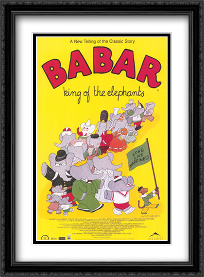 Babar: King of the Elephants 28x38 Black Ornate Wood Framed Movie Poster with Double Matting