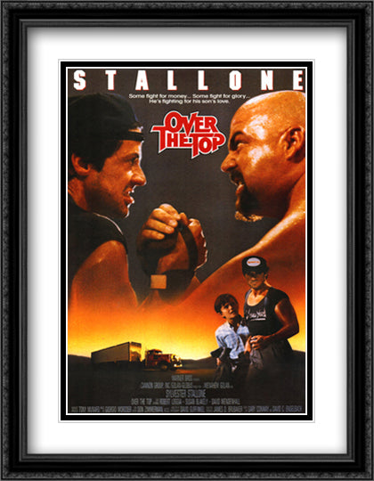 Over the Top 28x36 Black Ornate Wood Framed Movie Poster with Double Matting