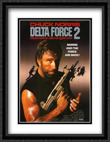 Delta Force 2 28x36 Black Ornate Wood Framed Movie Poster with Double Matting