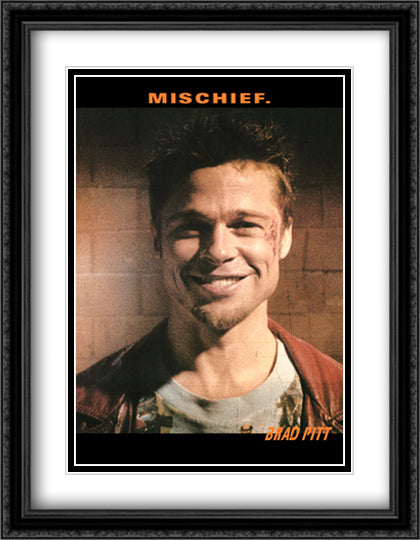 Fight Club 28x36 Black Ornate Wood Framed Movie Poster with Double Matting