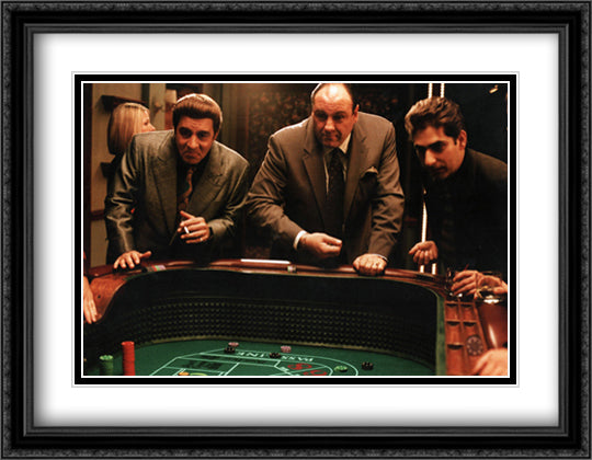 The Sopranos 36x28 Black Ornate Wood Framed Movie Poster with Double Matting