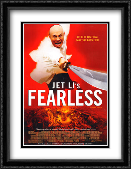 Jet Li's Fearless 28x36 Black Ornate Wood Framed Movie Poster with Double Matting