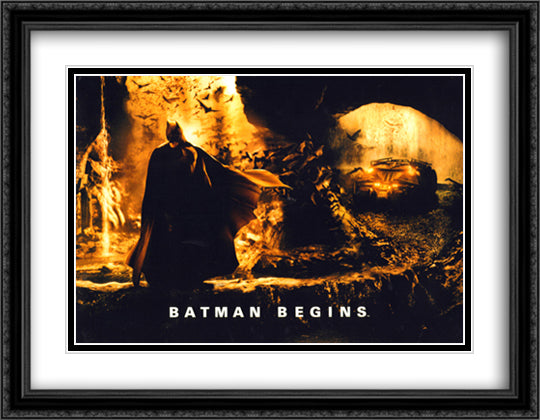 Batman Begins 36x28 Black Ornate Wood Framed Movie Poster with Double Matting