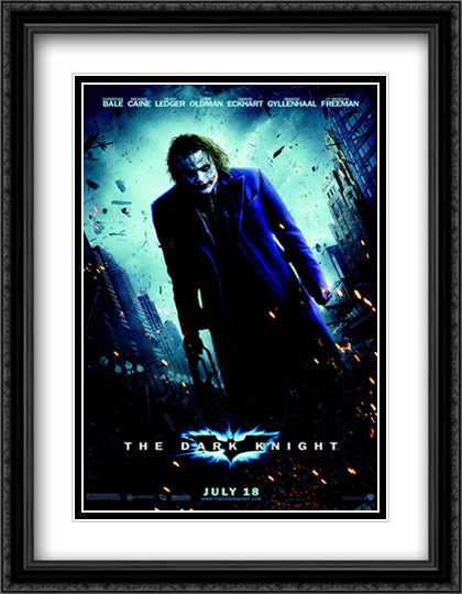 The Dark Knight 28x36 Black Ornate Wood Framed Movie Poster with Double Matting