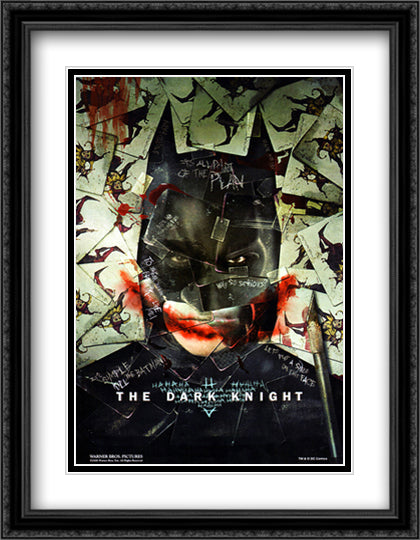 The Dark Knight 28x36 Black Ornate Wood Framed Movie Poster with Double Matting