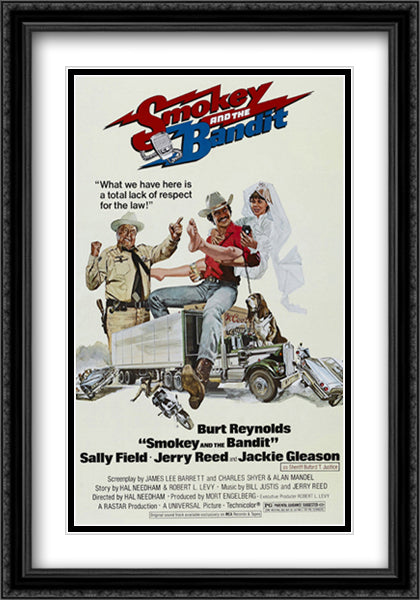 Smokey and the Bandit 28x40 Black Ornate Wood Framed Movie Poster with Double Matting