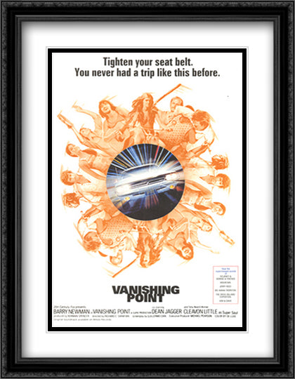 Vanishing Point 28x36 Black Ornate Wood Framed Movie Poster with Double Matting