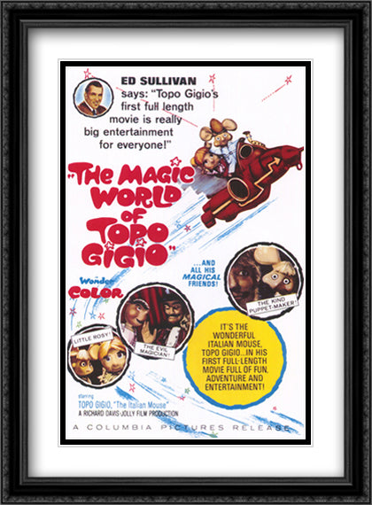 The Magic World of Topo Gigio 28x38 Black Ornate Wood Framed Movie Poster with Double Matting
