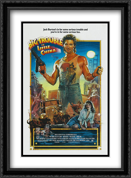 Big Trouble in Little China 28x38 Black Ornate Wood Framed Movie Poster with Double Matting