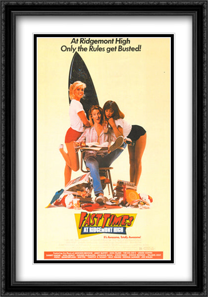 Fast Times At Ridgemont High 28x40 Black Ornate Wood Framed Movie Poster with Double Matting