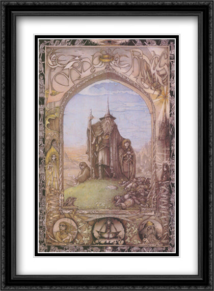 Lord of the Rings, animated - style D 28x38 Black Ornate Wood Framed Movie Poster with Double Matting