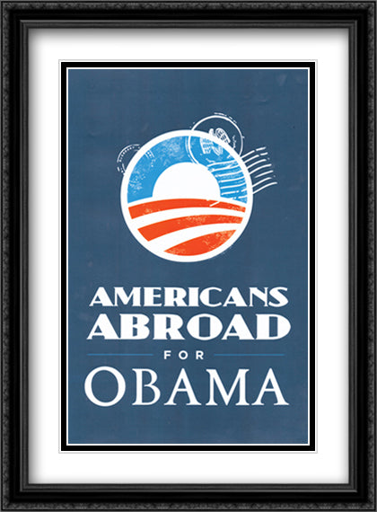 Barack Obama (Americans Abroad for Obama) 28x38 Black Ornate Wood Framed Movie Poster with Double Matting