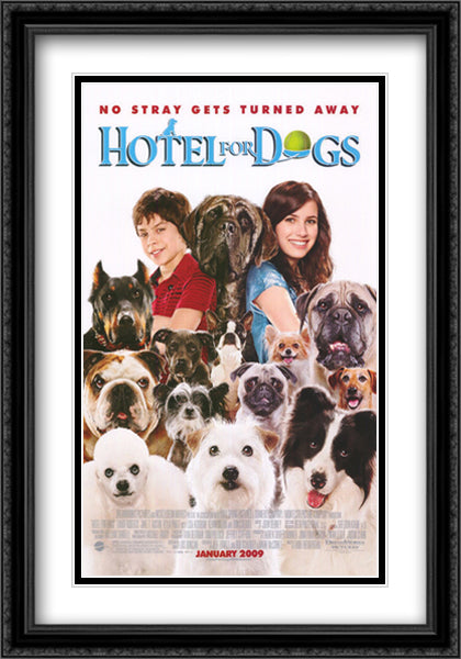 Hotel for Dogs style C 28x40 Black Ornate Wood Framed Movie Poster with Double Matting