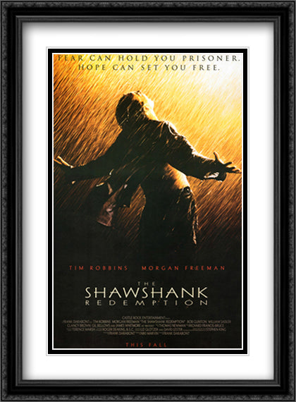 Shawshank Redemption 28x38 Black Ornate Wood Framed Movie Poster with Double Matting