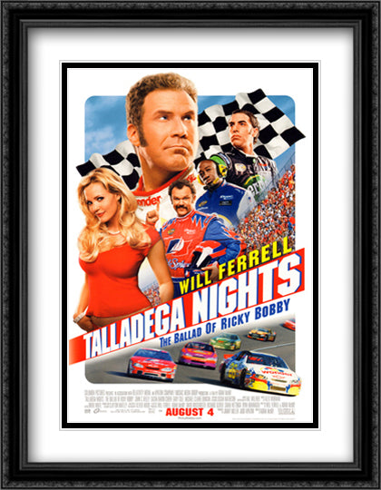 Talladega Nights 28x36 Black Ornate Wood Framed Movie Poster with Double Matting