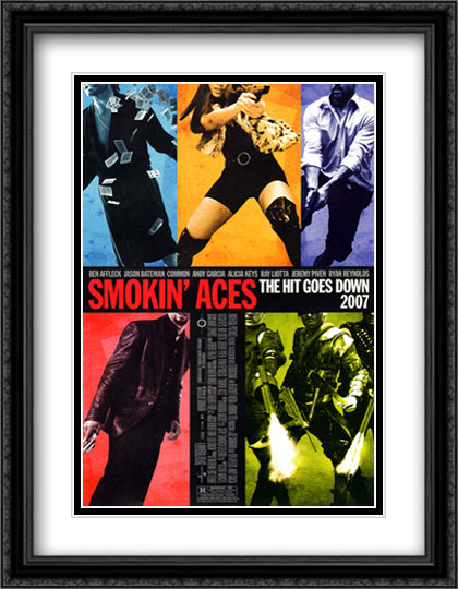 Smokin' Aces 28x36 Black Ornate Wood Framed Movie Poster with Double Matting