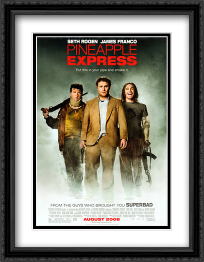 Pineapple Express 28x36 Black Ornate Wood Framed Movie Poster with Double Matting