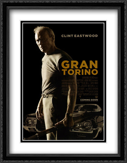 Gran Torino 28x36 Black Ornate Wood Framed Movie Poster with Double Matting