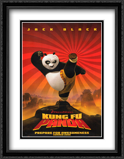 Kung Fu Panda 28x36 Black Ornate Wood Framed Movie Poster with Double Matting