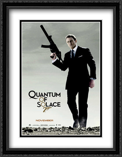 Quantum of Solace, James Bond 28x36 Black Ornate Wood Framed Movie Poster with Double Matting